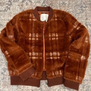 Anthropologie Faux Fur Bomber Jacket